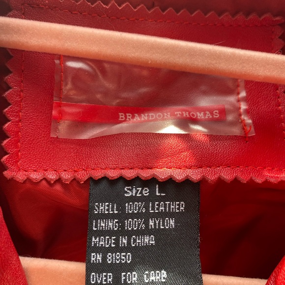 Brandon Thomas leather jacket, red, size L - Picture 3 of 7